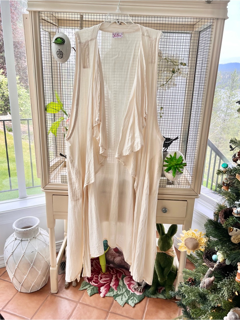 Bohemian Gauzeway Long Cotton Gauze Vest No Size